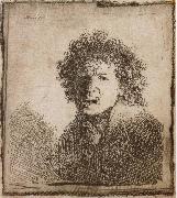 REMBRANDT Harmenszoon van Rijn Self-Portrait,Open-Mouthed,As if Shouting oil painting reproduction